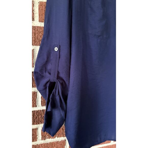 Westbound Navy Long Roll Tab Pullover Blouse Size XL - Picture 3 of 4